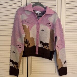 Taelynn Pink and Brown Western Cardigan